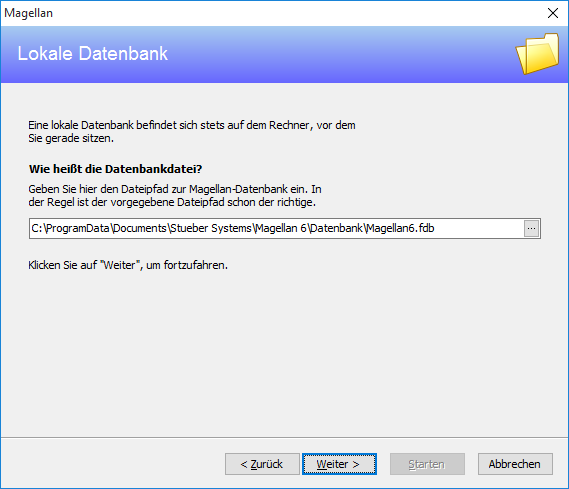 Daten für lokale Datenbank