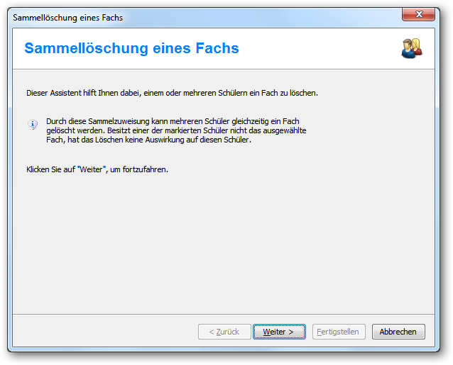 Dialog „Sammellöschung eines Fachs“
