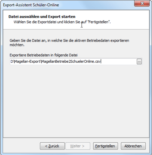 Legen Sie hier die Exportdatei fest.
