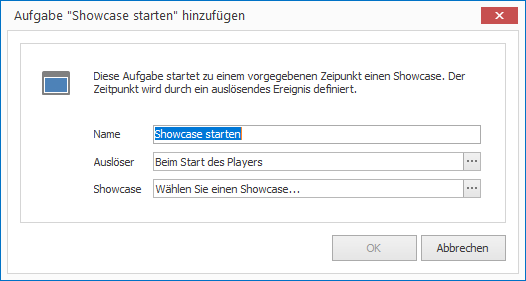 Die Aufgabe "Showcase starten" hinzufügen