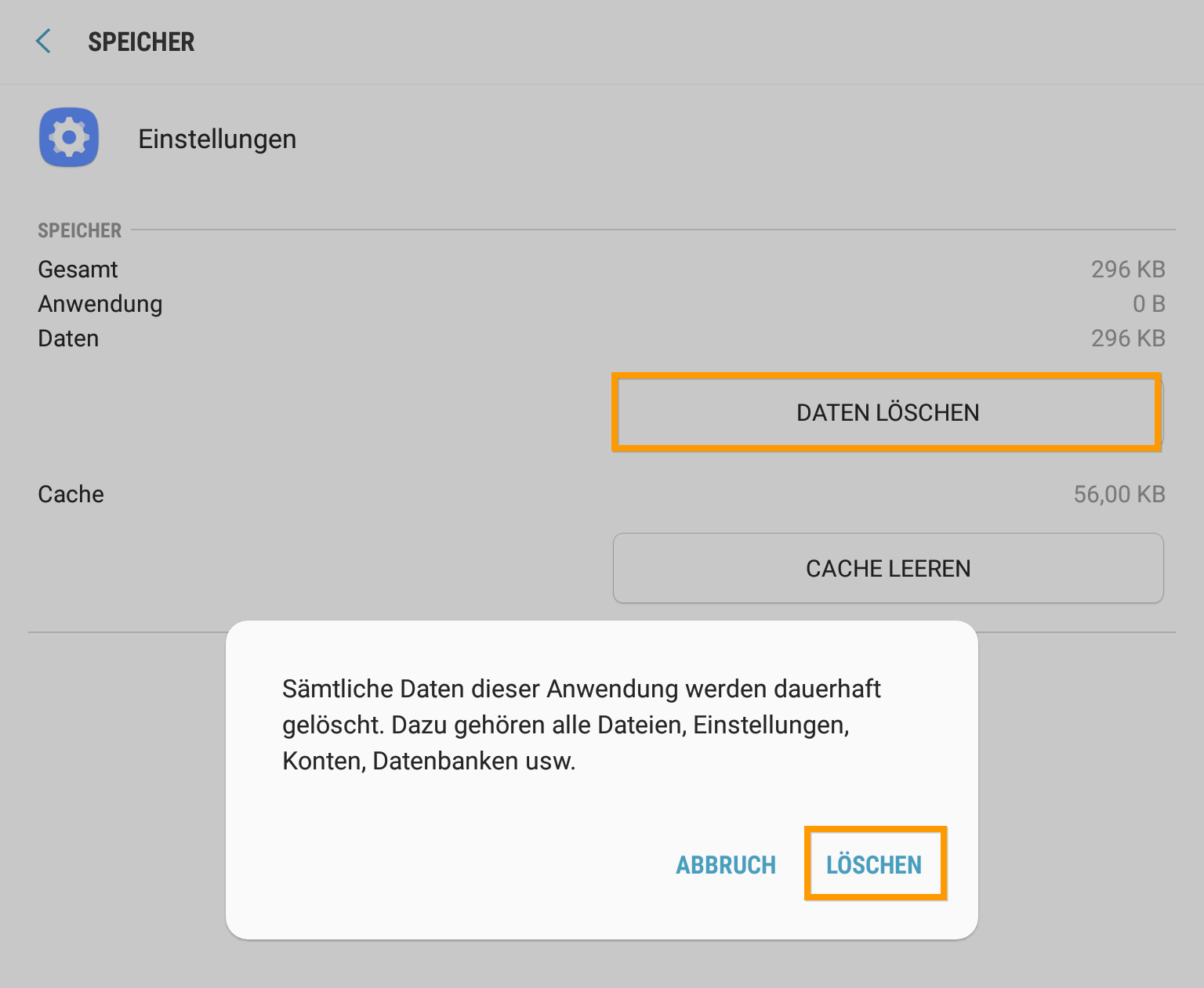 DATEN LÖSCHEN