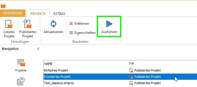 Projekt auswählen