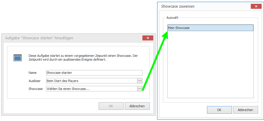 Die Aufgabe "Zeitplan starten" hinzufügen