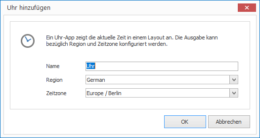 Eine Uhren-Element hinzufügen