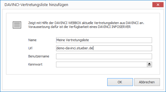 Eine Vertretungsliste hinzufügen