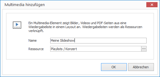 Eine Multimedia-Element hinzufügen
