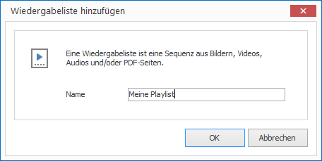 Eine Wiedergabeliste hinzufügen
