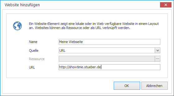 Eine Website-Element hinzufügen