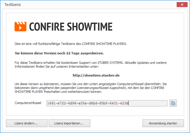 Hinweis zur Testlizenz