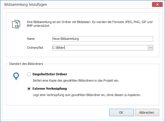 Eine Bildsammlung hinzufügen