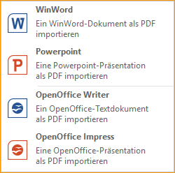 Das Menü "Importieren"