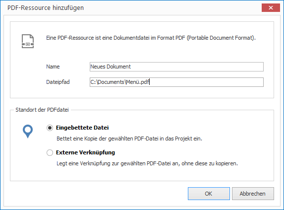 Eine PDF-Ressource hinzufügen
