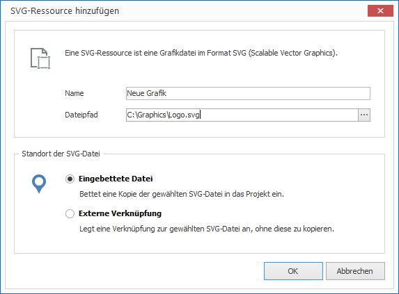 Eine SVG-Ressource hinzufügen