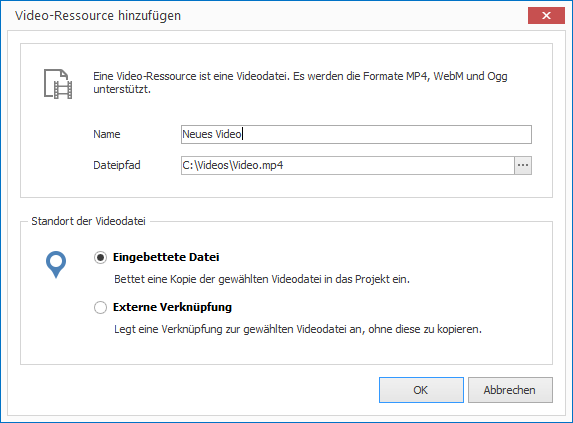 Eine Video-Ressource hinzufügen