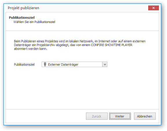 Screenshot: Assistent zum Publizieren